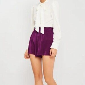 Zara Pleated Shorts Purple S